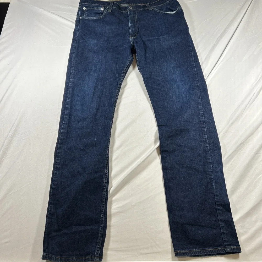 Levis 513 Slim Straight Jeans Men 36 Blue Denim Medium Wash Cotton Stretch 36x34